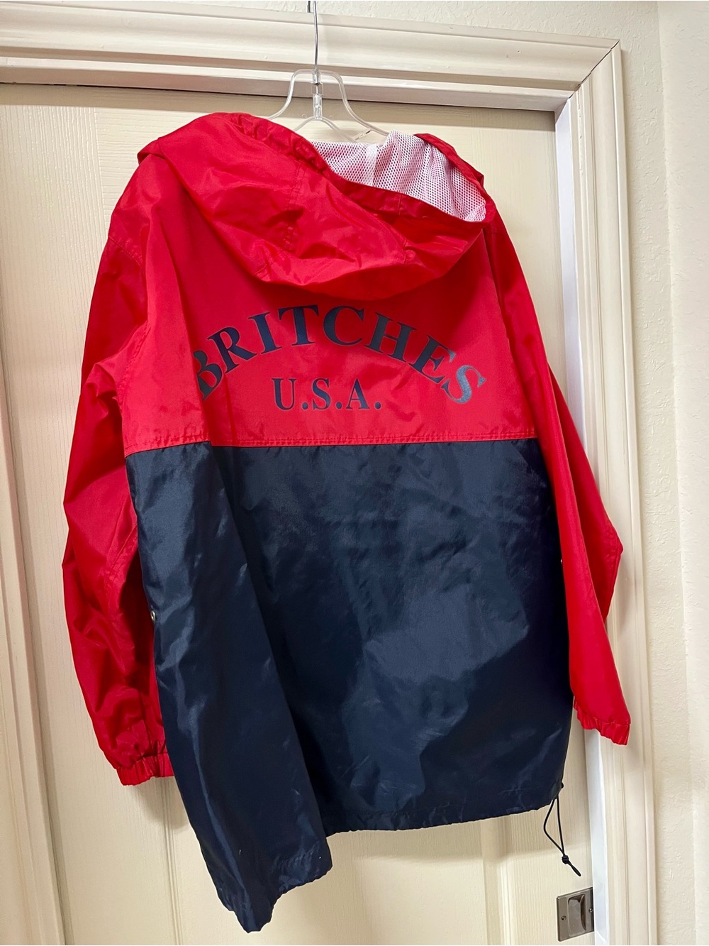 USA Britches-brand Red and Navy Pullover Windbreaker Hoodie